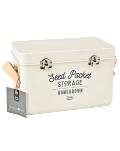 Burgon & Ball Leather Handled Seed Packet Storage Tin - Stone